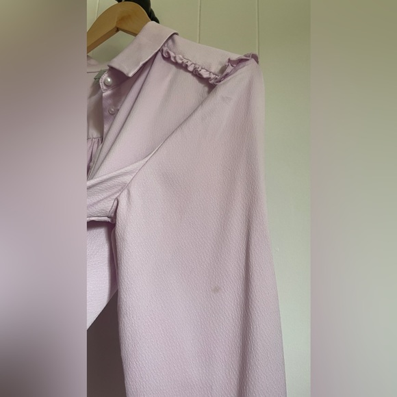 Tristan lavender shirt dress with tie waist. Ruffle detail. L - Picture 8 of 12